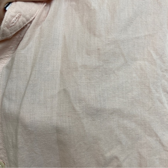 Men’s Zara short sleeve button up linen blend medium lightweight shirt pink - Picture 3 of 7